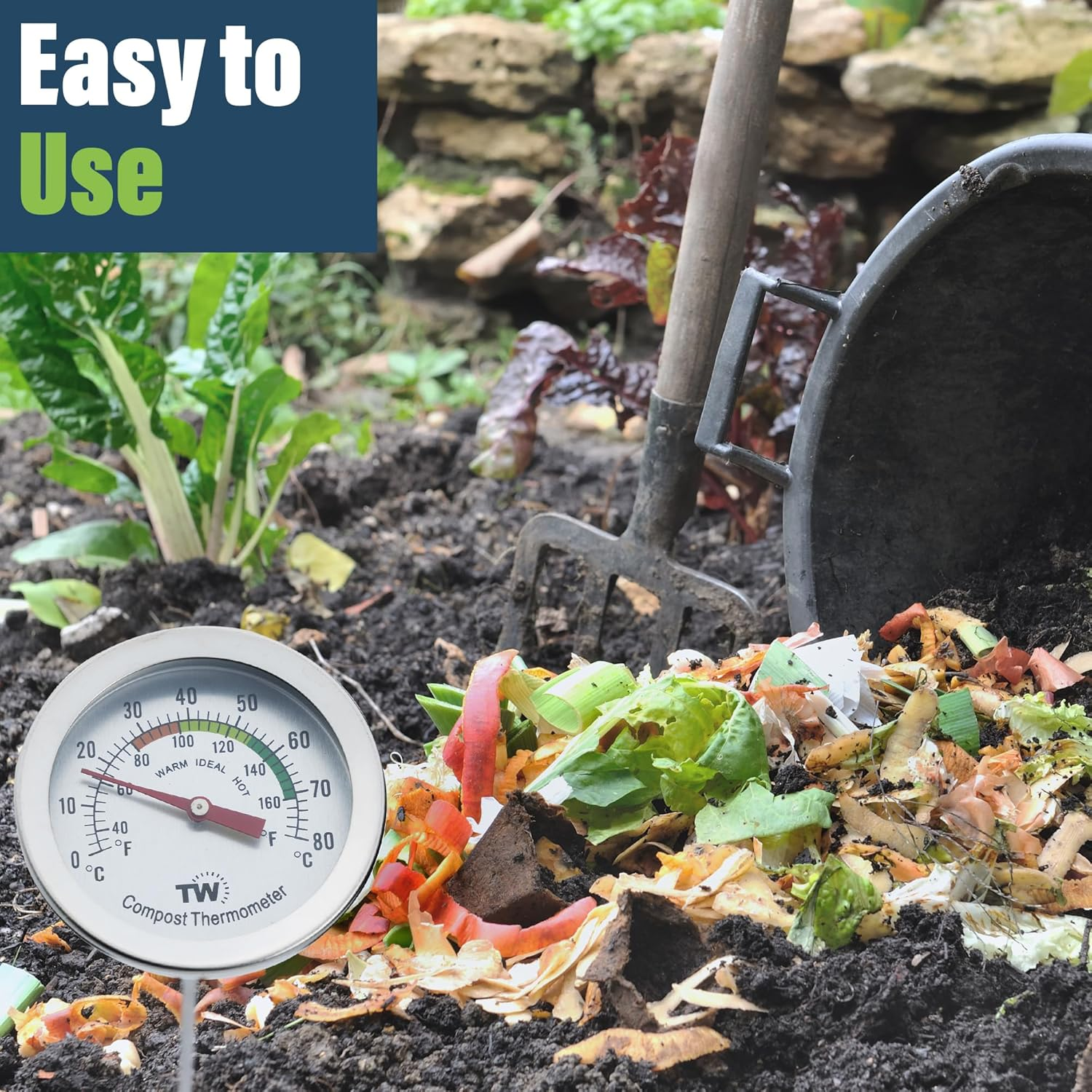 Compost Thermometer - Stainless Steel Dial Thermometer for Home and Backyard Composting - 50Mm Diameter C&F Dial, 295Mm Temperature Probe image number 5