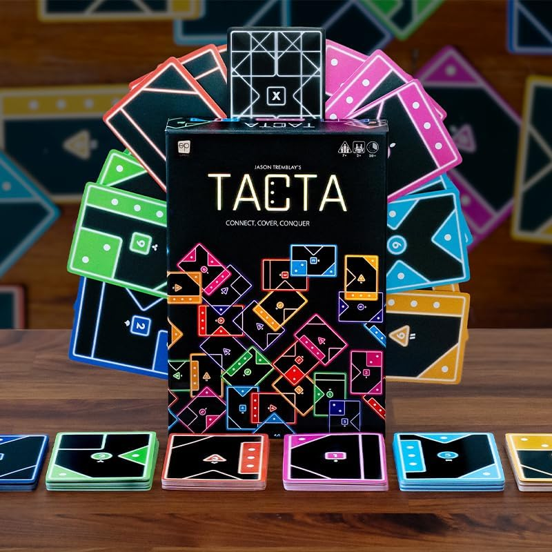 USAOPOLY TACTA Card Game, Fast-Paced Strategic Shape Matching Party Game for All Ages, Connect, Cover & Conquer to Win, Unique Gameplay with Deluxe Foil Cards, 2+ Players, Ages 7+ image number 5