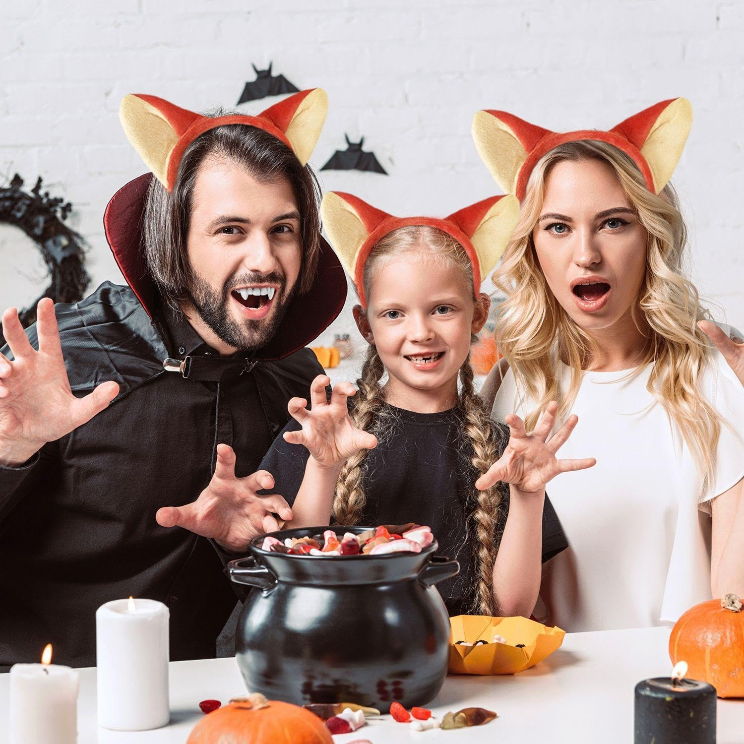 Pack of 3 Fox Ear Headbands, Headbands for Women, Creative Animal Ear Headbands, Cute Plush Headwear, Clothing Decoration image number 3