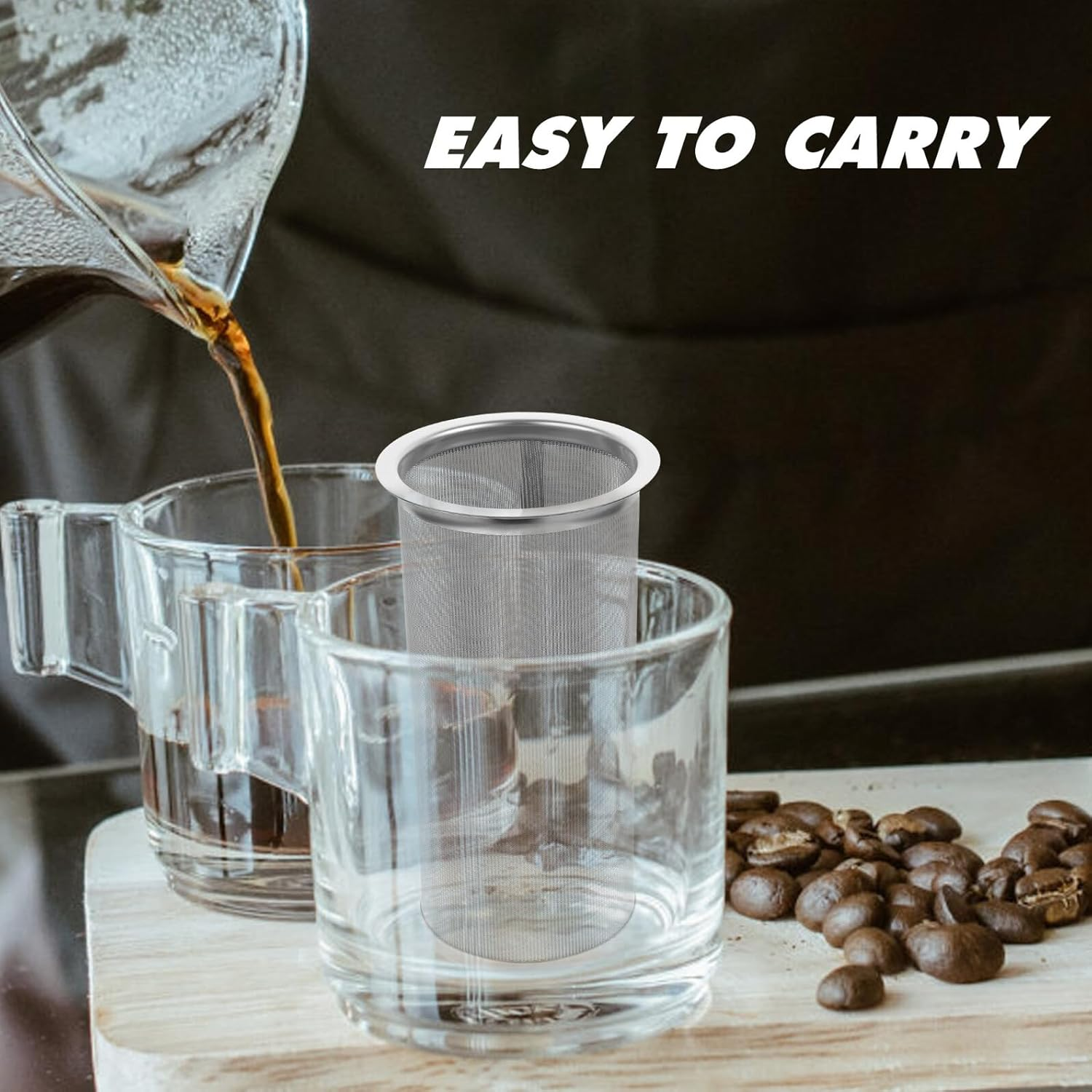 Stainless Steel Tea Infuser and Cold Brew Coffee Filter for Loose Leaf Tea and Juice Portable Strainer with Fine Mesh for Home Cafe Travel and Restaurant Use