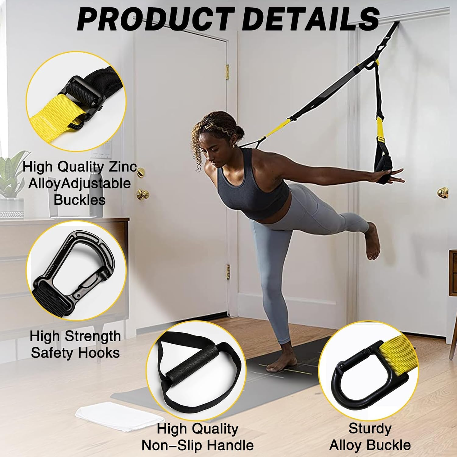 OKSTENCK Suspension Training Kit,Resistance Trainer for Full Body for All Levels,Indoor & Outdoor Use Adjustable Training Straps,Supports up to 500Kg, All-In-One Home Gym Equipment image number 2