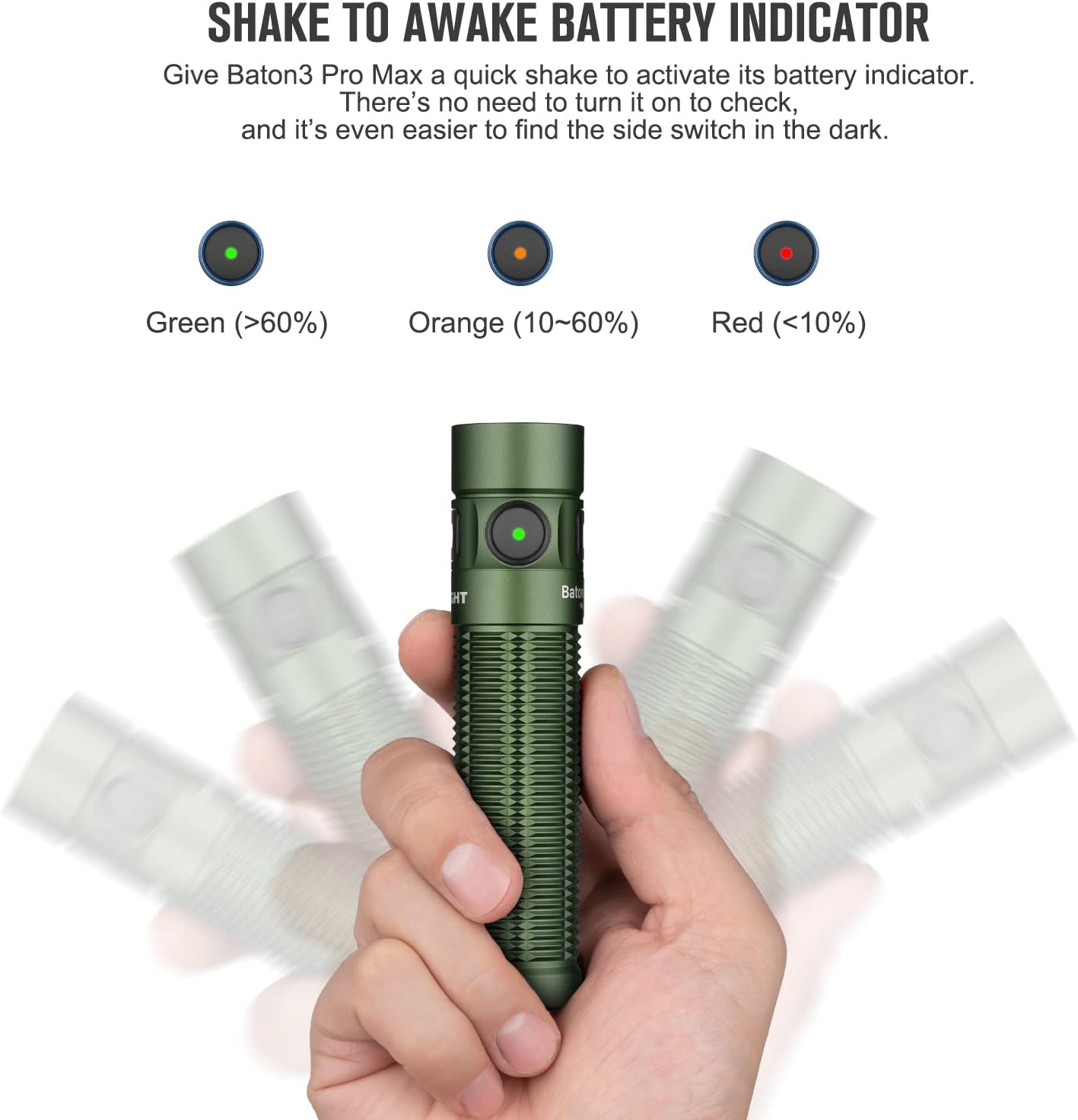 OLIGHT Baton3 Pro Max Max 2500 Lumens&Max 145 M Rechargeable Handheld Torch for Hiking, Mountaineering (OD Green, Cool White Light: 5700~6700K) - Orange Cool White image number 7