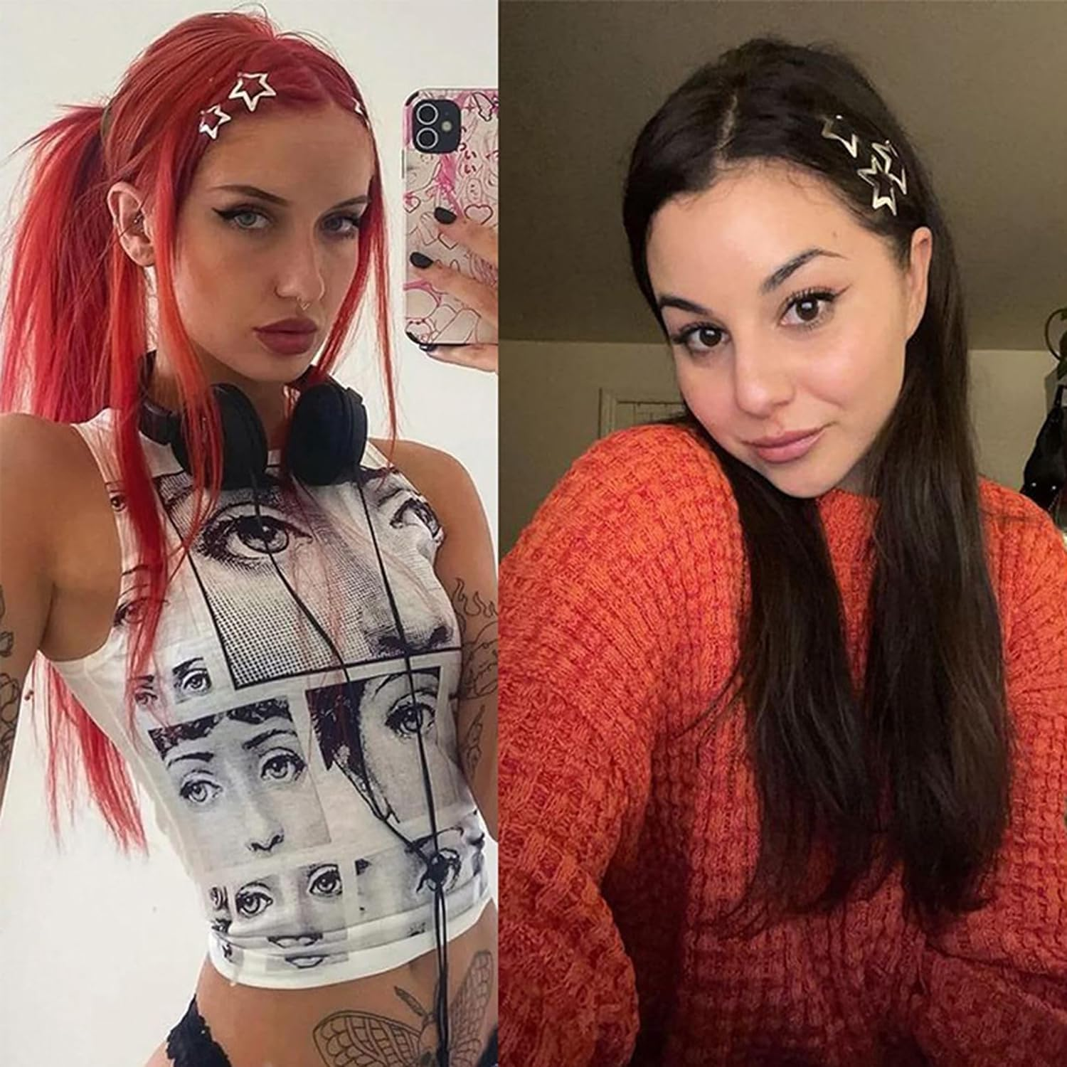 QZKJQDD Pack of 20 Star Hair Clips, Y2K Five-Pointed Star, Silver, Cute Small Hair Clips, Hollowed Star Hair Pin for Children, Girls and Women (3 Mm, 4 Mm) image number 2