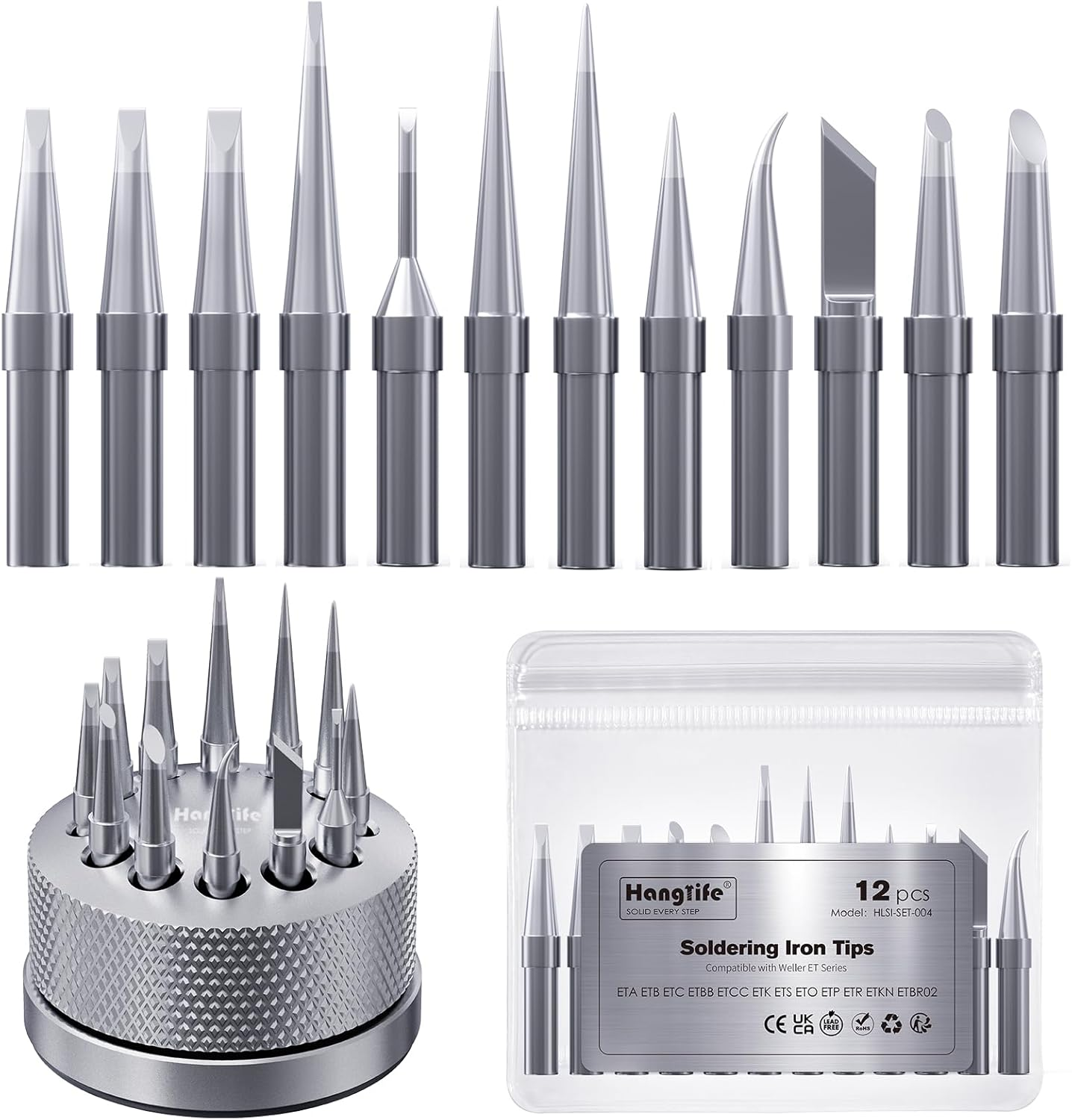 HANGLIFE ET Soldering Iron Tips for Weller WE1010NA WE1010EDU WES51/50 WESD51 WCC101 PES51/50 WEP70 LR21 and More Soldering Stations/Irons &ndash; Replacement Solder Tips for Weller Welding Equipment