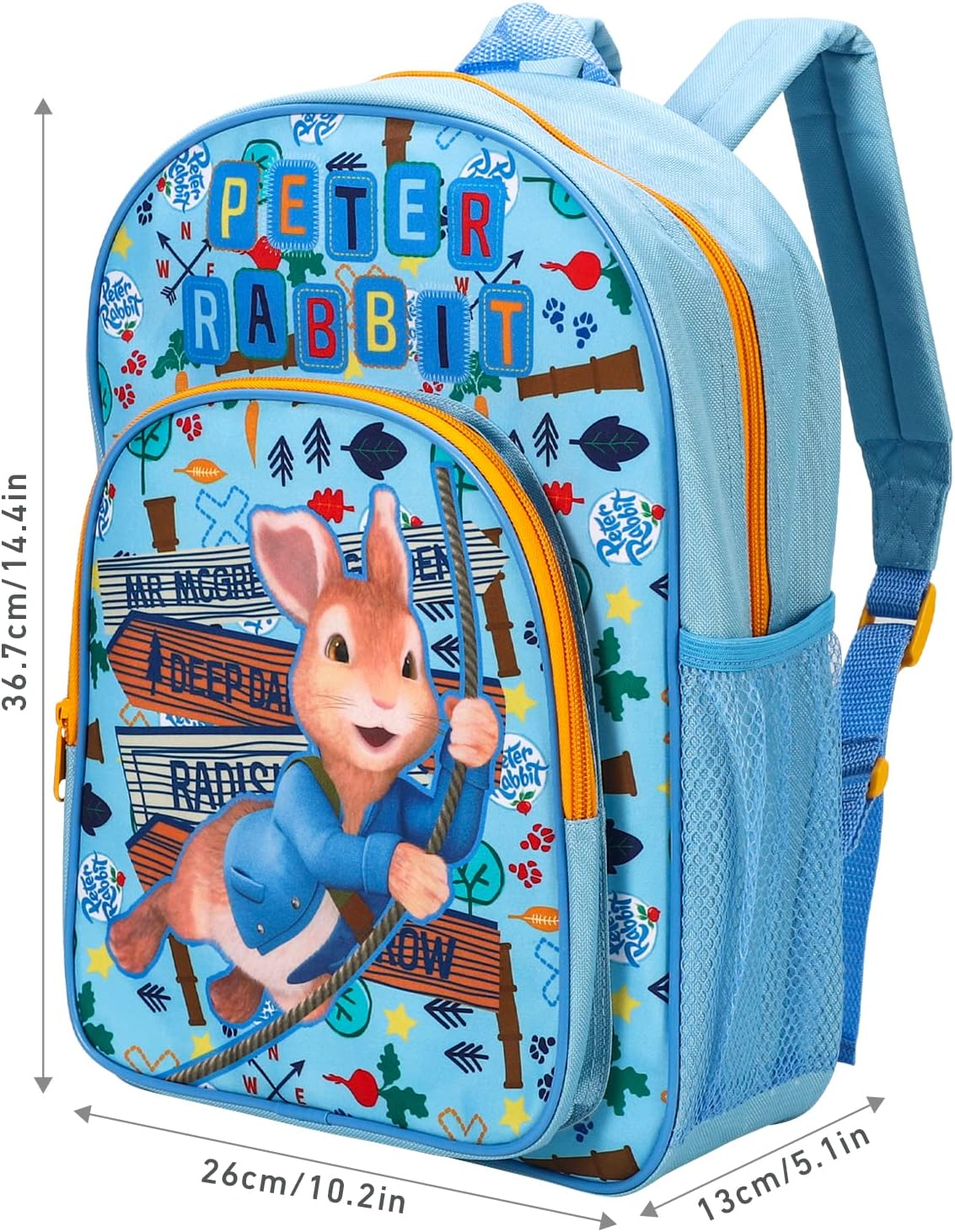 William Lamb Peter Rabbit Kids Childrens Premium Backpack School Travel Bag with Side Mesh Pocket and Front Zipped Pocket, Multicolour, 36.7Cm (Height), 26Cm (Width), 13Cm (Depth) (02915), image number 4