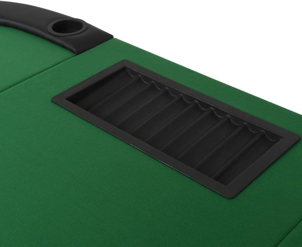 Vidaxl Folding Poker Table - Green Oval Game Table - Suitable for 9 Players - Polyester Upholstery & Artificial Leather Armrests - MDF and Steel image number 6