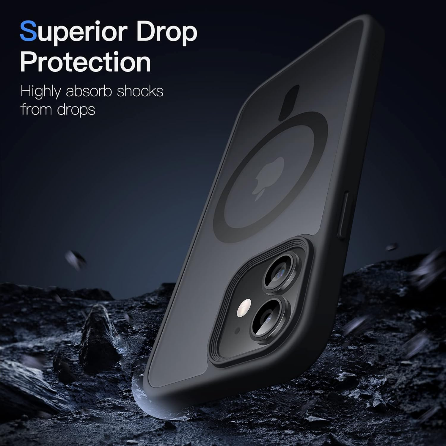 Jetech Magnetic Case for Iphone 12/12 Pro 6.1-Inch Compatible with Magsafe, Translucent Matte Back Slim Shockproof Phone Cover (Black) image number 4