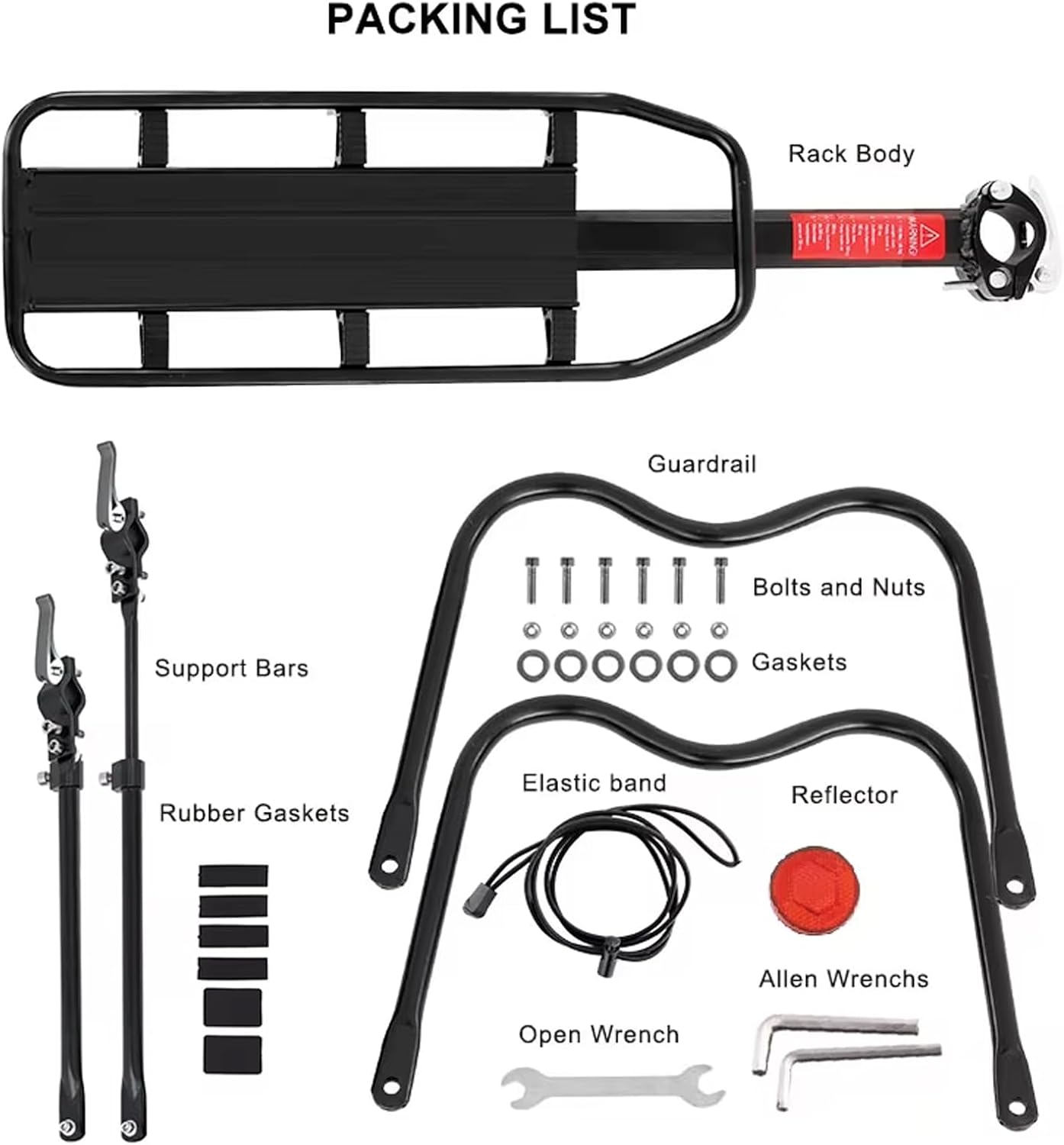 Bicycle Pannier Rack Adjustable Bicycle Rack with Reflector Aluminium Pannier Rack Touring Pannier Rack Load 100 Kg Black