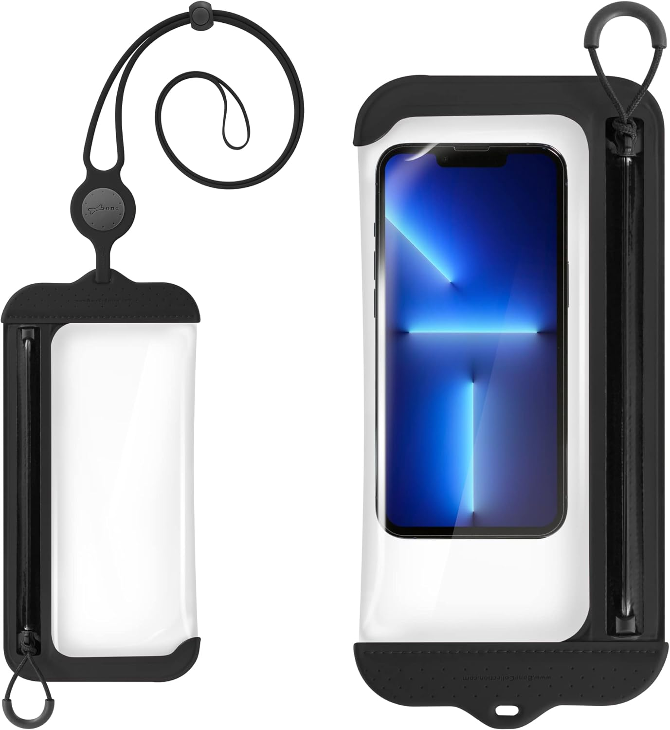 BONE Waterproof Phone Pouch, IPX8 Waterproof Phone Case for Swimming Dry Bag Underwater with Lanyard for Snorkeling Boating Fishing Compatible with Iphone, Samsung Galaxy Pixel, Lanyard- Black image number 3