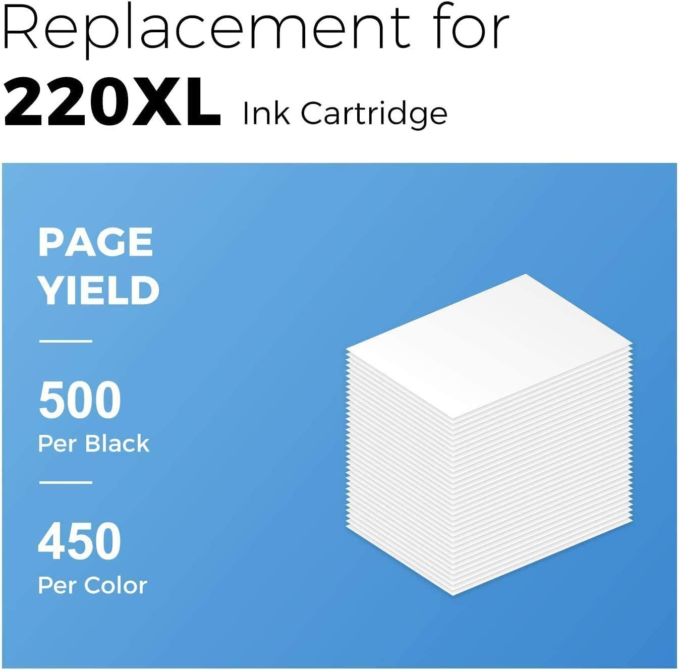 10 Pack Generic 220XL Ink Cartridge Compatible with Epson Workforce WF-2760 WF-2750 WF-2630 WF-2650 WF-2660 Expression Home XP-320 XP-420 XP-220 XP-324（4BK.2C,2M,2Y image number 5
