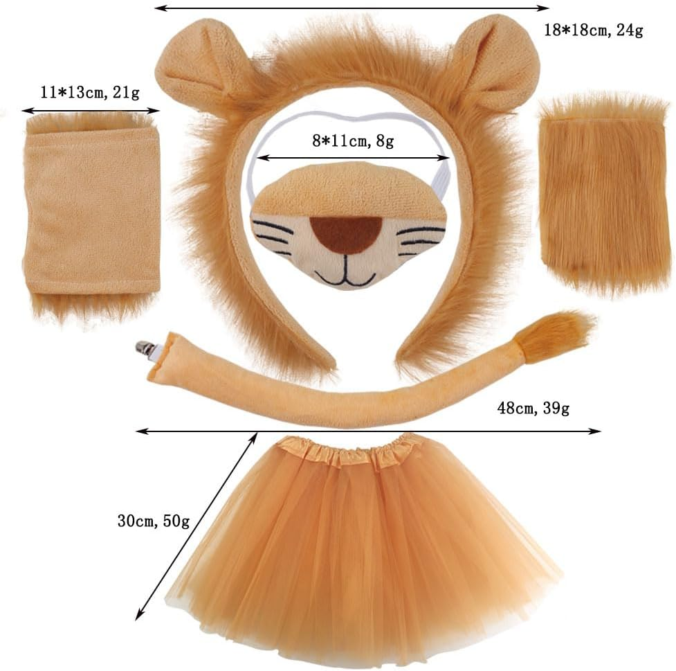Kids Animals Costume Set with Tutu, Fancy Dress, Ears Headband, Bow Tie, Paws, and Tail, Cosplay Accessory Kit for Girls image number 6