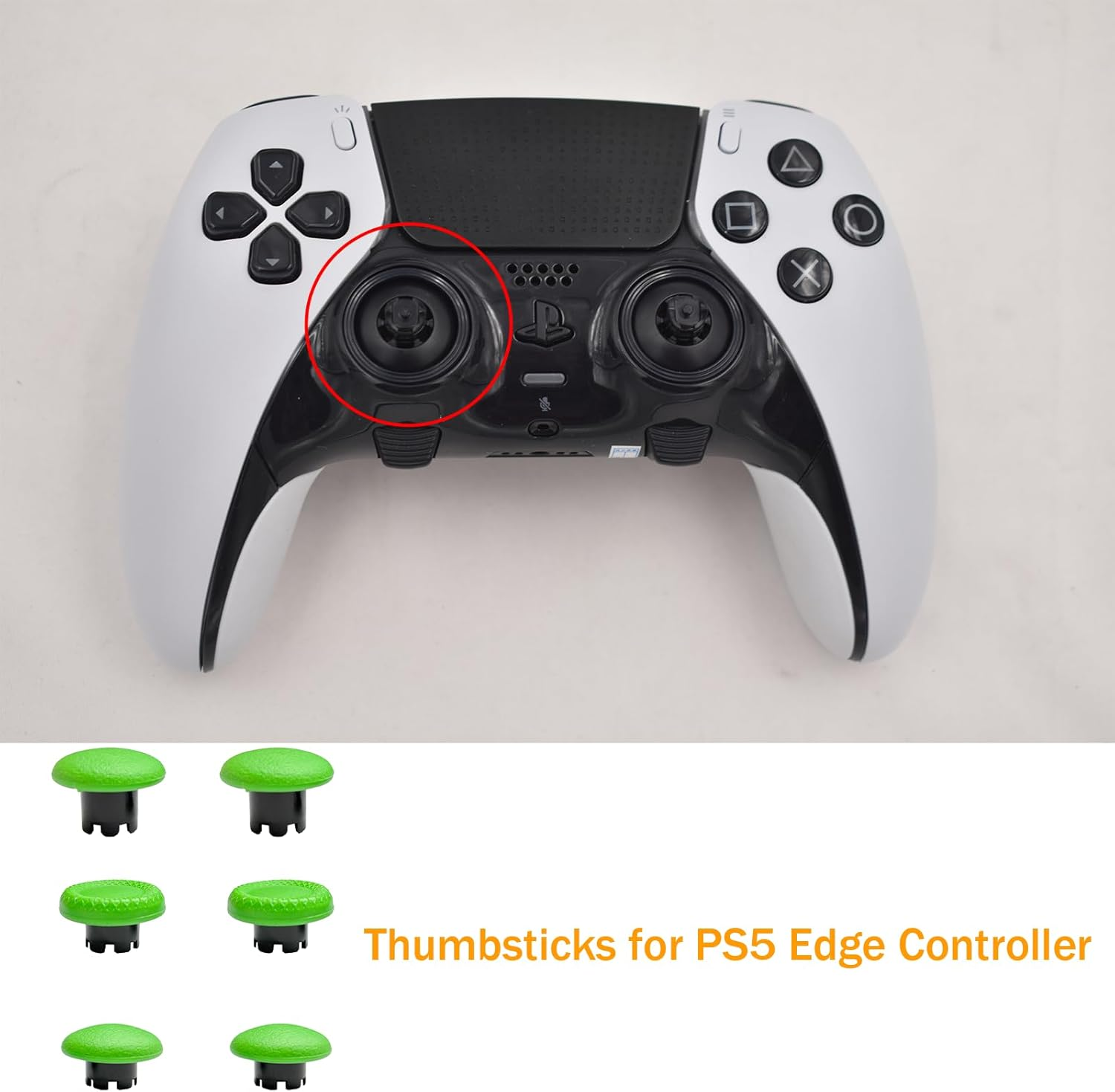 Thumbsticks for PS5 Edge Controller, Thumbsticks Paddles Replacement for PS5 Dualsense Controller, 6 in 1 Accessories Parts for PS5 Dualsense Edge Controller Analog Joystick Repair Kit (Green) image number 1