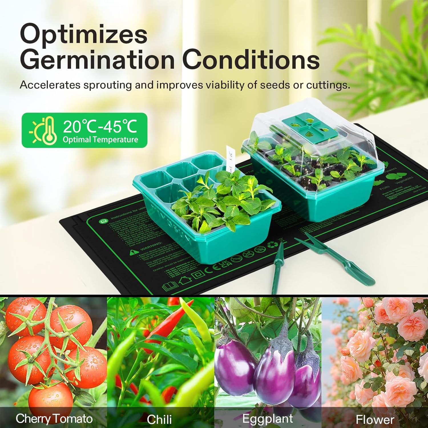 Koreal Seedling Heat Mat with Thermostat Controller, 25Cm X 50Cm Heat Mats for Seed Starting, 1 Pack Seed Heating Mat for Indoor Growing,Brewing and Seed Germination image number 3