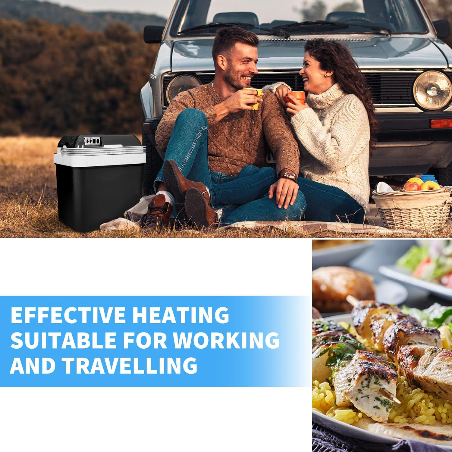 Advwin Electric Cooler & Warmer with Handle | 24 L Portable Thermoelectric Fridge for Vehicles & Trucks| 220V AC Home Power Cord & 12V Car Adapter for Camping, Travel & Picnics - Black image number 6