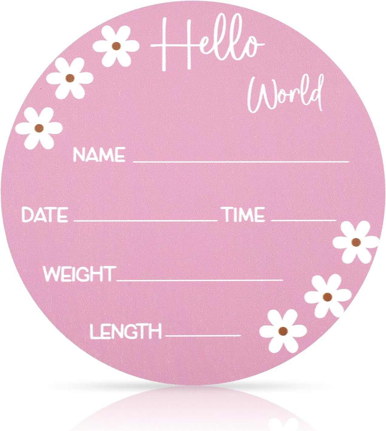 NQEUEPN Baby Name Sign, 5.9In Wooden Hello World Sign Daisy Wooden Baby Announcement Card Birth Baby Name Plaques for Newborn Boys Girls Photography Props Baby Shower Gifts Hospital Nursery(Rose Red) image number 2