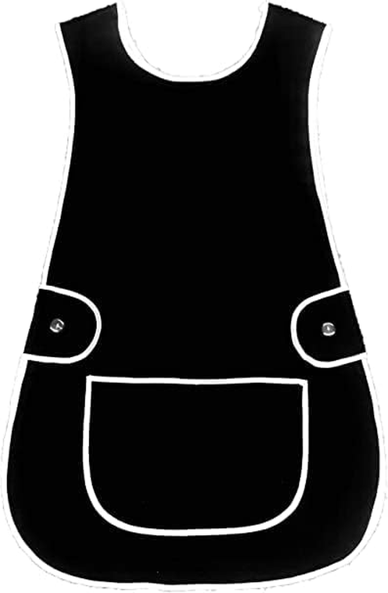 BITALY Universal Ladies Women Black Colour Tabard Apron Overall Kitchen Catering Cleaning Bar Pocket image number 4