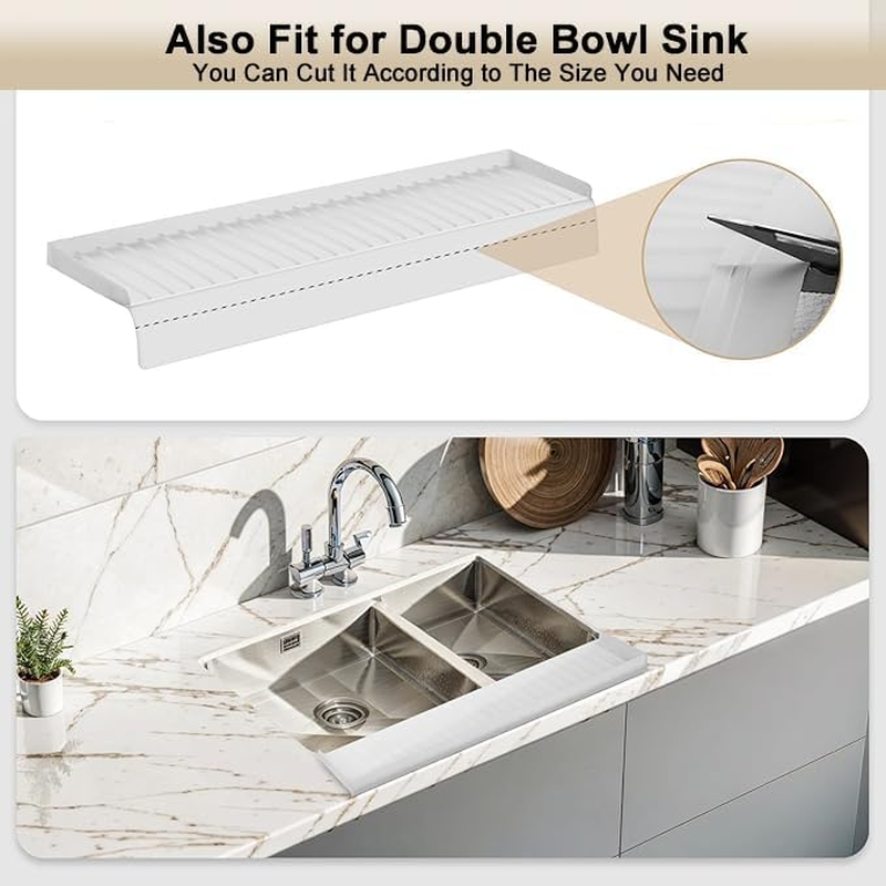 WEZCHUGHAOL 20&rsquo; Silicone Edge Protector, Kitchen Edge Guard, Splash Guard for Bathtub Sink, Sink Granite Quartz Protector, Adjustable Countertop to Fit Various Kitchen (Gray) image number 1