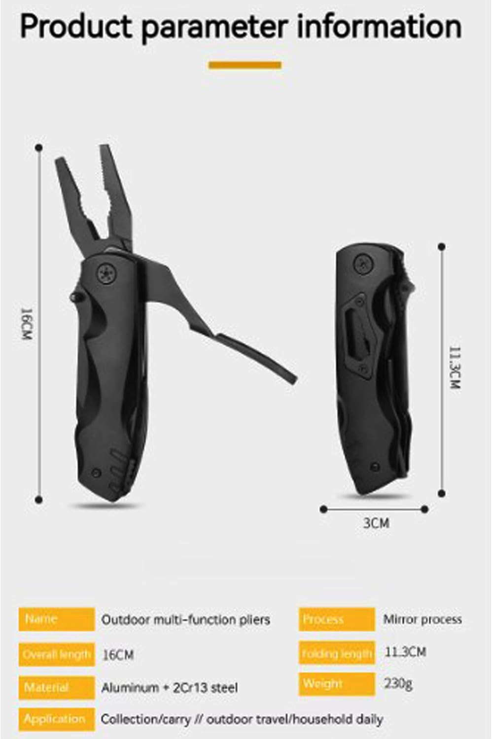 9 in 1 Multitool Knife - Pocket Knife - Folding, Survival Camping Knife with Pliers, Bottle Opener, Screwdriver, Saw, and More - Best Choice for Outdoor Activities image number 4