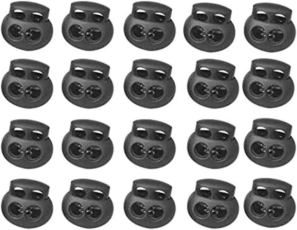 20 Pcs Plastic Cord Locks, Toggle Cord Stopper Locks End Drawstring Spring Loaded with Hole Button image number 2