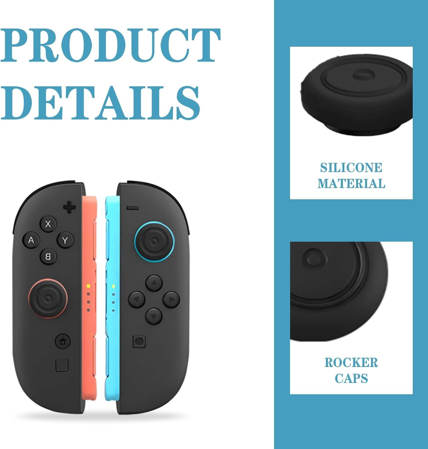 Enhance Gaming Accuracy and Comfort Joystick Caps, Protect Original Joystick, Increase Sensitivity, Cyan & Magenta Design, Compatible with Nintendo Switch Lite Thumb Grip image number 3