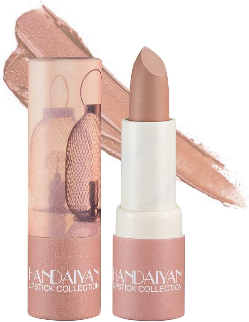 Wimode Matte Nude Lipstick,Silky Velvet Lip Gloss Waterproof Long Lasting Lipstick for Women Lip Stick Non-Stick Cup(002#)