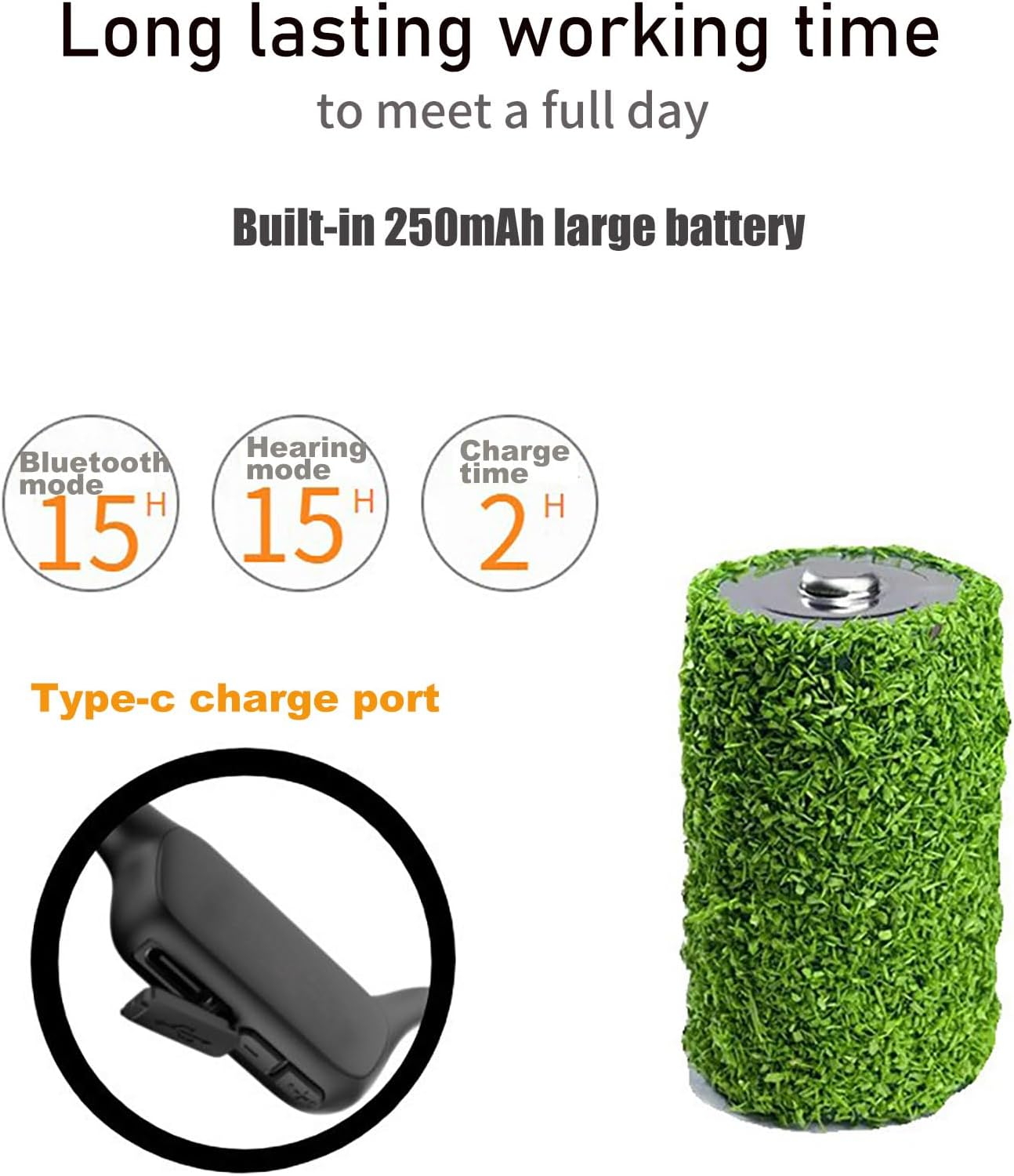 FANSAISI Bone Conduction Hearing Headphones, Bluetooth Open Ear Listening Headsets Earphones with Sound Collector for Conversations, 15H Long Working Time for Daily Use image number 4