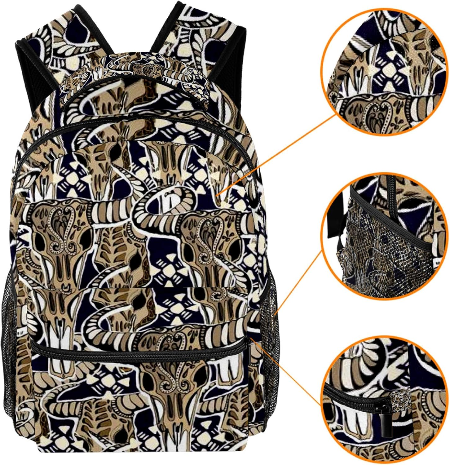 Students Backpack Buffalo Skulls Casual Backpack for Girls and Boys Bookbag School Bag Travel Daypack image number 3