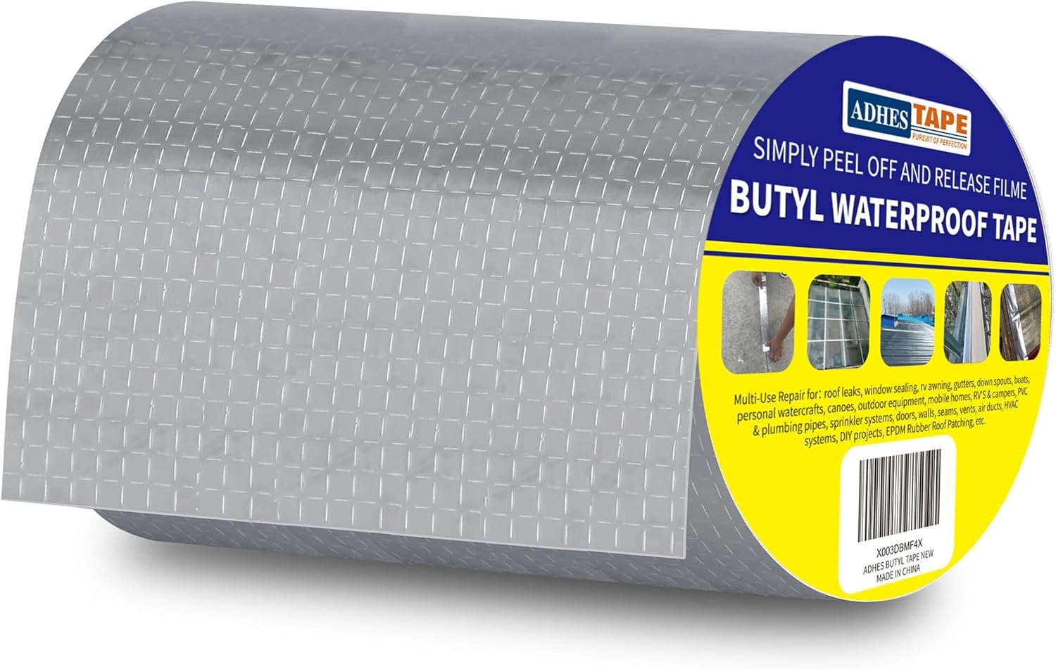 ADHES Aluminum Butyl Tape 150Mm X 5M, Butyl Sealant Super Waterproof Tape for Roof Patching, Boat and Pipe Sealing, Skylight Window Repairing