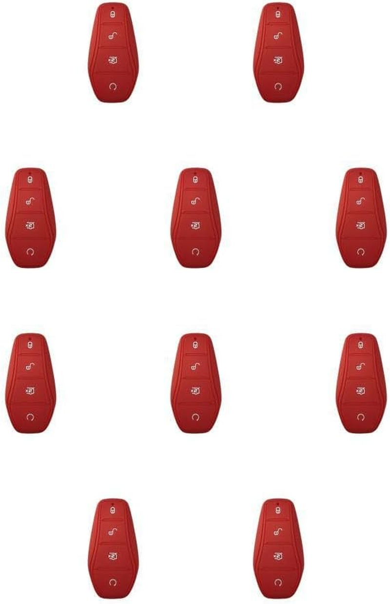 10 Set of Impact-Resistant Silicone Key Case for BYD Atto No Blocking Signal Scratch-Proof No Cap for BYD Atto Silica Gel Red 9 X 5Cm, Red 9 X 5Cm, 10Set image number 5