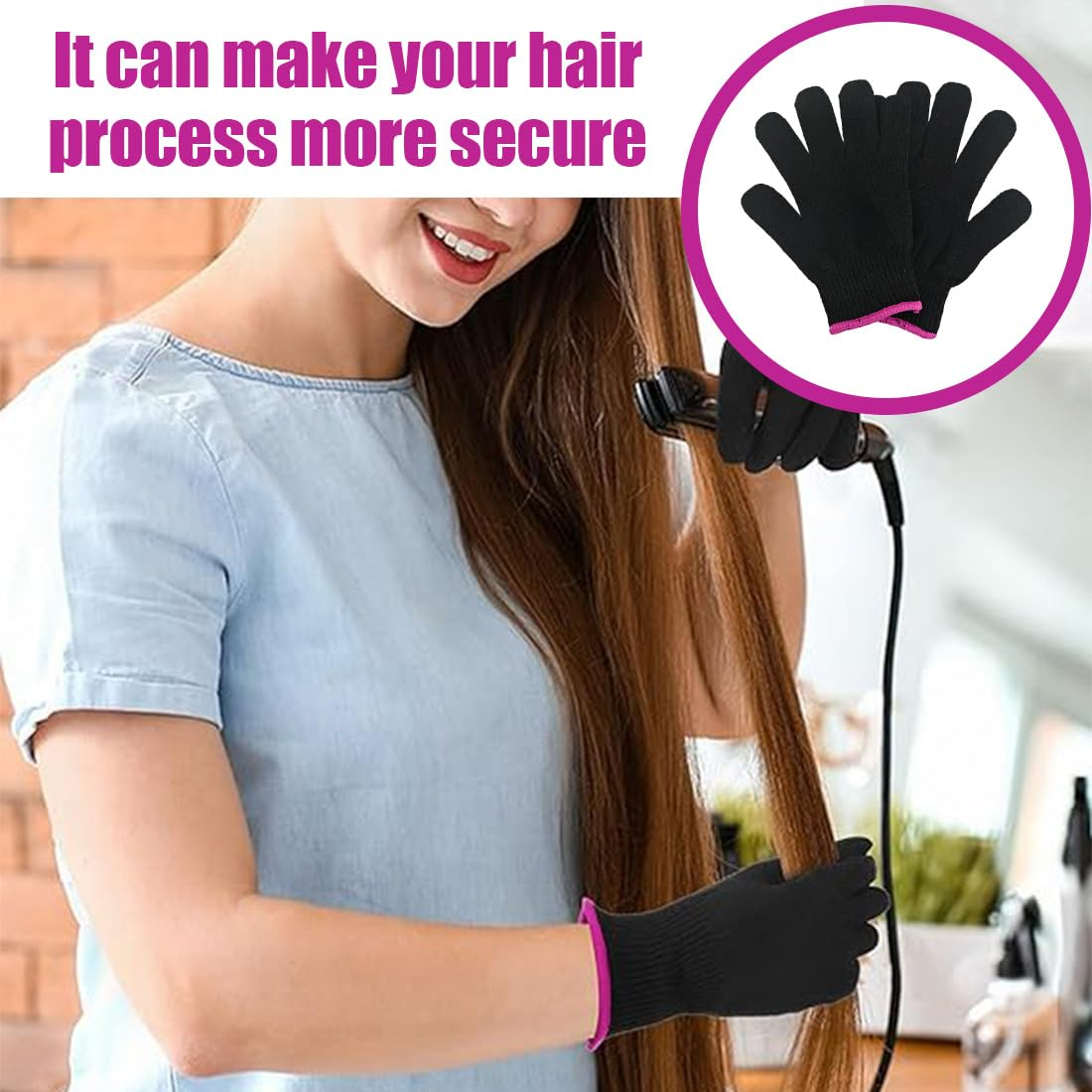 UEAVOID 1 X Heat Resistant Gloves Heat Protection Glove Curling Iron Soft Heat Protection Gloves for Heat Straighteners Hair Tools (Black) image number 5