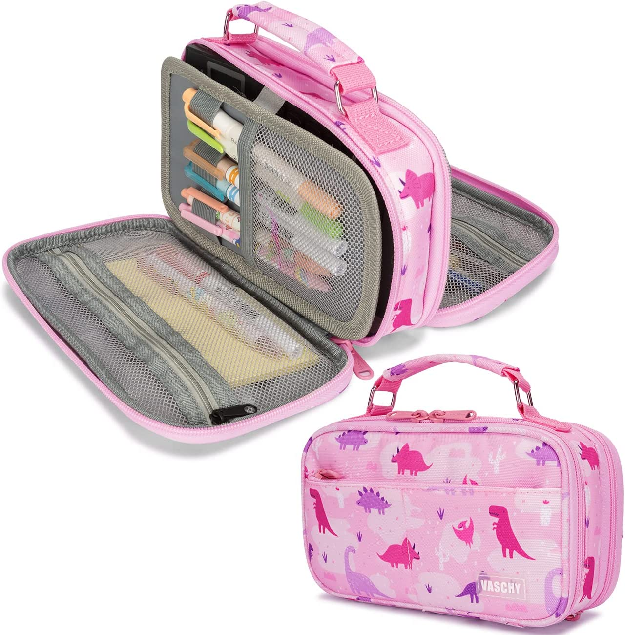 Pencil Case for Boys, Aesthetic Kawaii Large Pencil Pouch Stationary Pencil Bag/Box for Preppy Kids, Pen Organizer Holder School Supply Green Dinos