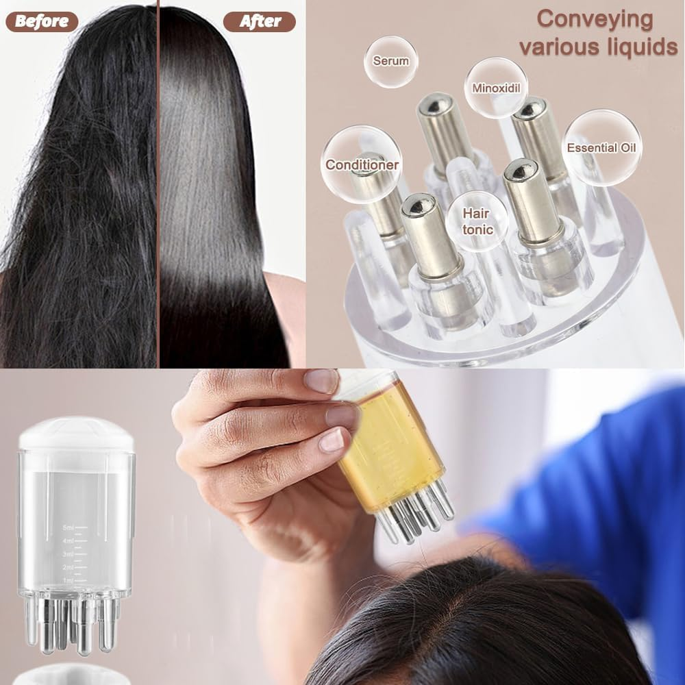 1Pc Scalp Applicator Comb,Hair Growth Care Hair Massager, Portable Hair Oil Applicator Bottle Scalp Massager, Hair Oil Applicator for Scalp Massager and Hair Growth Care (White)