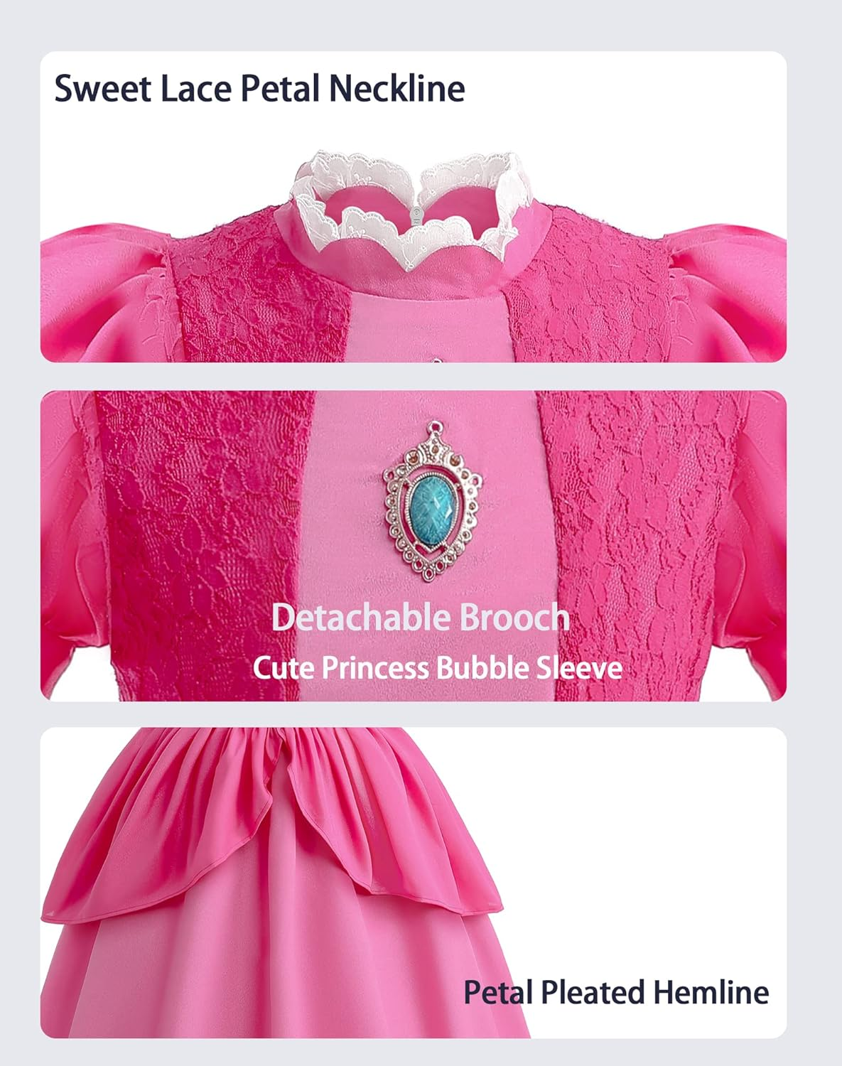 Princess Peach Costume for Girls, Perfect for Cosplay and Halloween Parties, Dress up as Your Favorite Princess image number 3