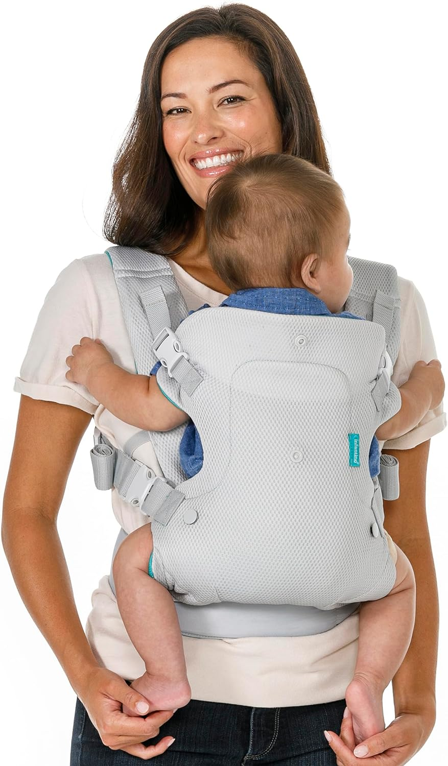 Infantino Flip 4-In-1 Light & Airy Convertible Carrier - Breathable, 4 Positions, Lumbar Support, Adjustable Waist Belt, Head Support, Ergonomic Seat, Adjustable Waistband, Plush Straps