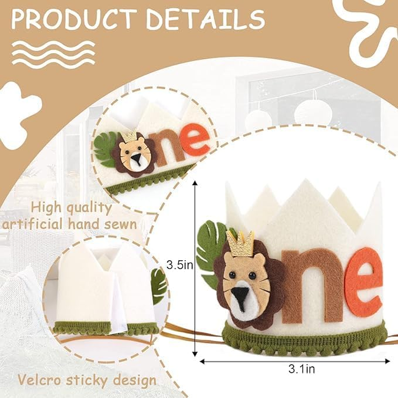 Wild One First Birthday Crown - Wild One Birthday Crown for Kids,Wild Themed Birthday Decorations Crown,Jungle/Safari 1St Birthday Crown image number 4