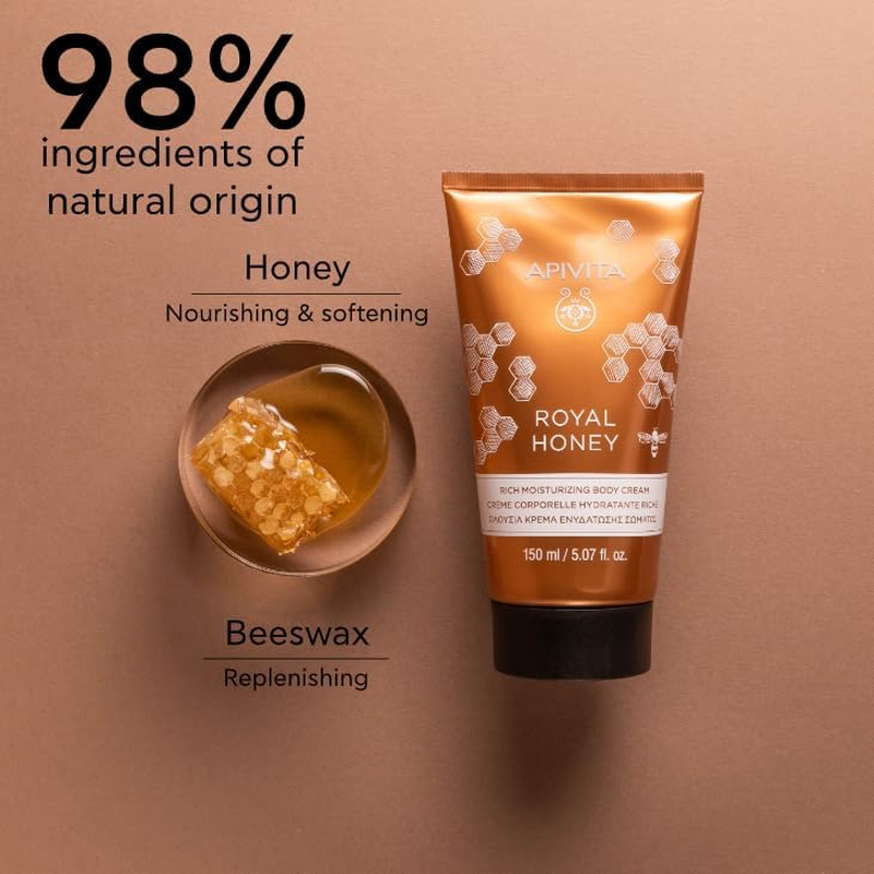 APIVITA Royal Honey Rich Moisturizing Body Cream 5.07 Fl.Oz. | for Dry Skin with Honey
