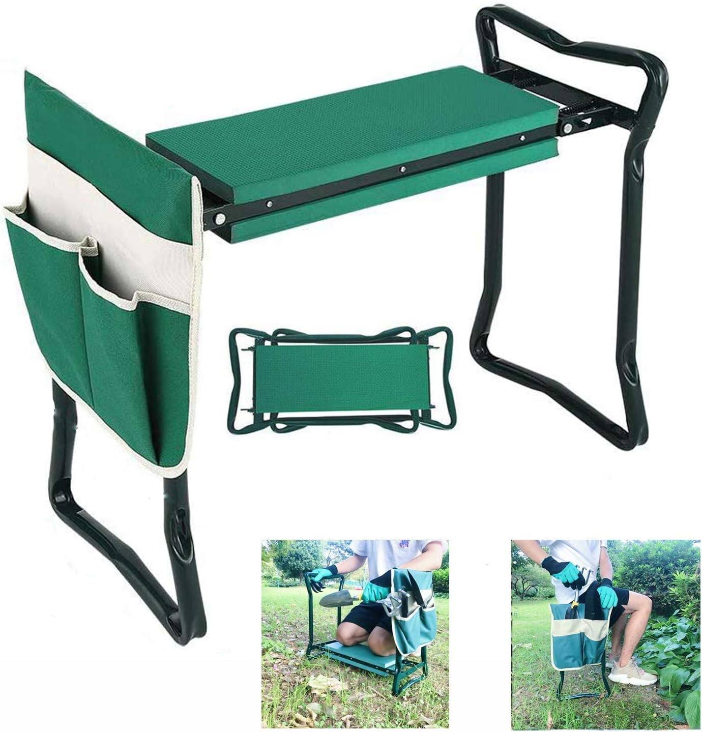 BESTHLS Garden Kneeler and Seat - Heavy Duty Folding Stool with Thick Pad, Tool Pouch, 330 Lbs Capacity - Knee & Back Support, Perfect for Seniors, Women, Men image number 6