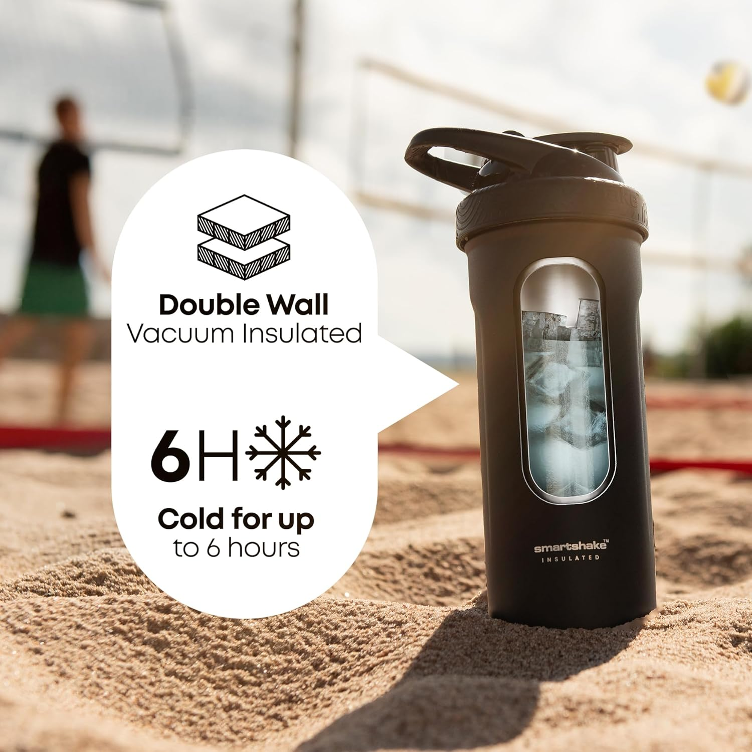 Smartshake Insulated Steel Shaker Bottle, Black, 750 Ml Capacity image number 1