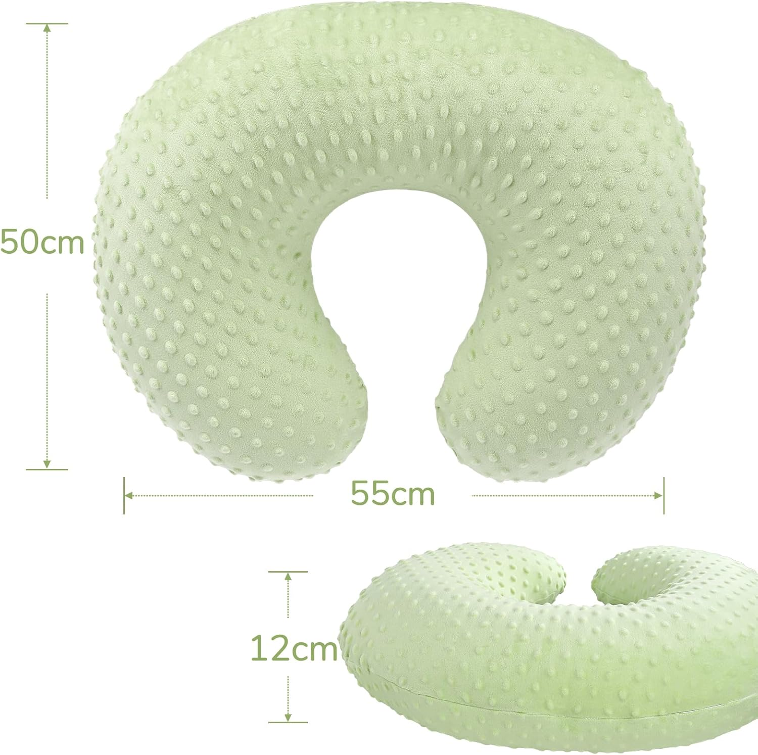 GFU Breastfeeding Pillow for Newborn with Dot Fabric Nursing Pillow Cover, Soft Comfortable Nursing Pillow for Breast Feeding and Bottle, Green