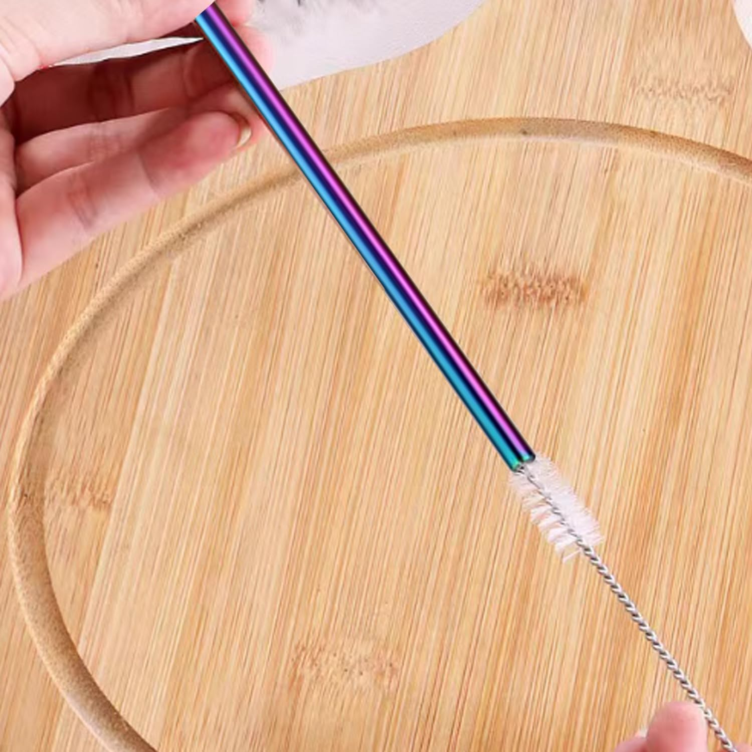 U10SIL 10-Pack Reusable Stainless Steel Straws Set with 2 Brushes & Case - Bent & Straight Long Metal Drinking Straws, Dishwasher Safe, Eco Friendly Rainbow Straws for Home, Party, Travel (Rainbow) image number 3