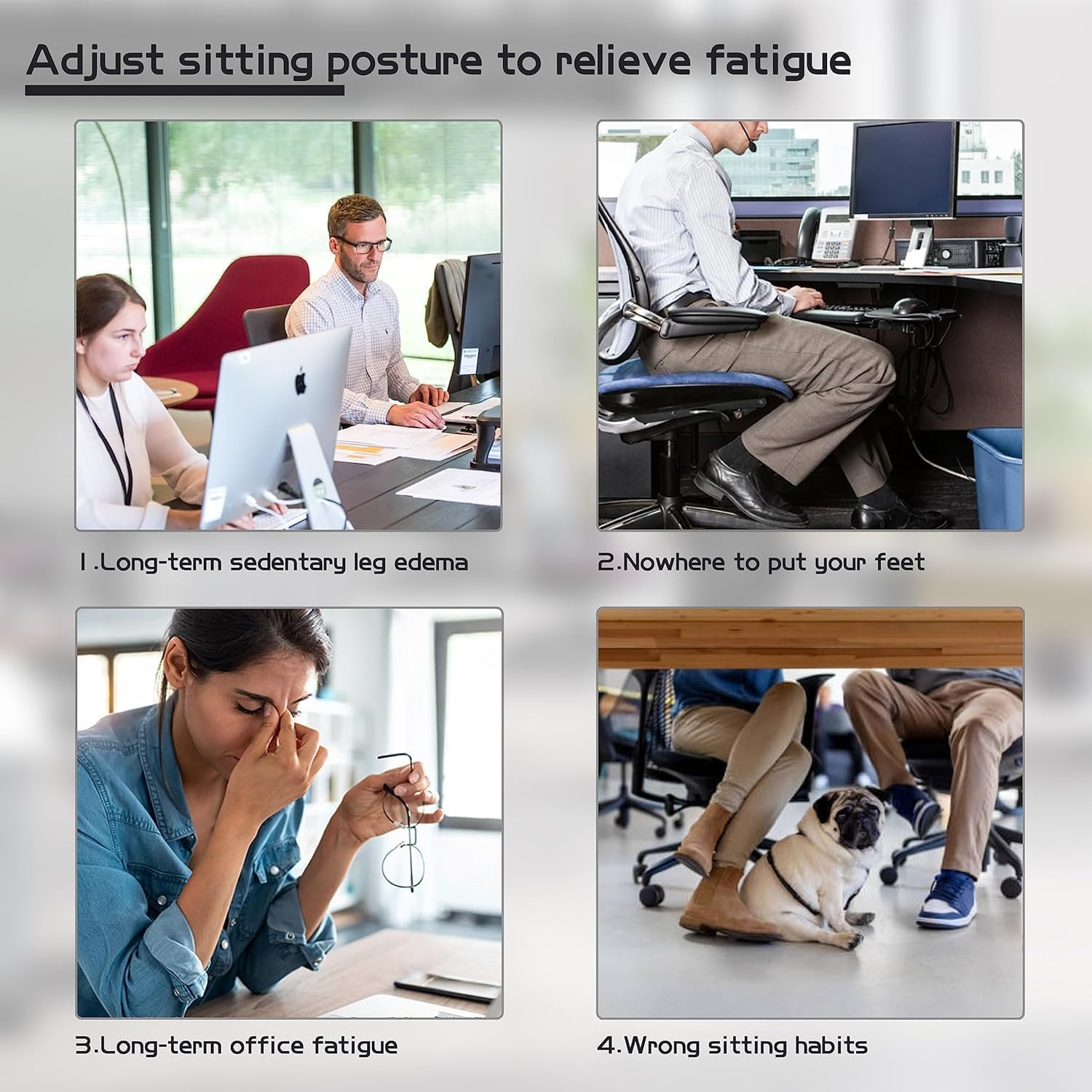 HCHANGEN Rocking Comfort Foot Rest 1 Pack &ndash; Ergonomic Foot Stool with Massage Rollers &ndash; Feet Support for Office & Home (White) - White image number 6