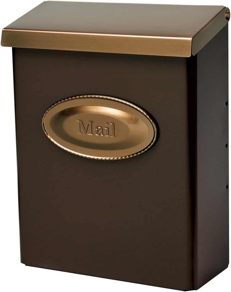 Architectural Mailboxes Designer Locking, Medium Capacity, Galvanized Steel, Wall-Mount Mailbox, Venetian Bronze/Satin Nickel