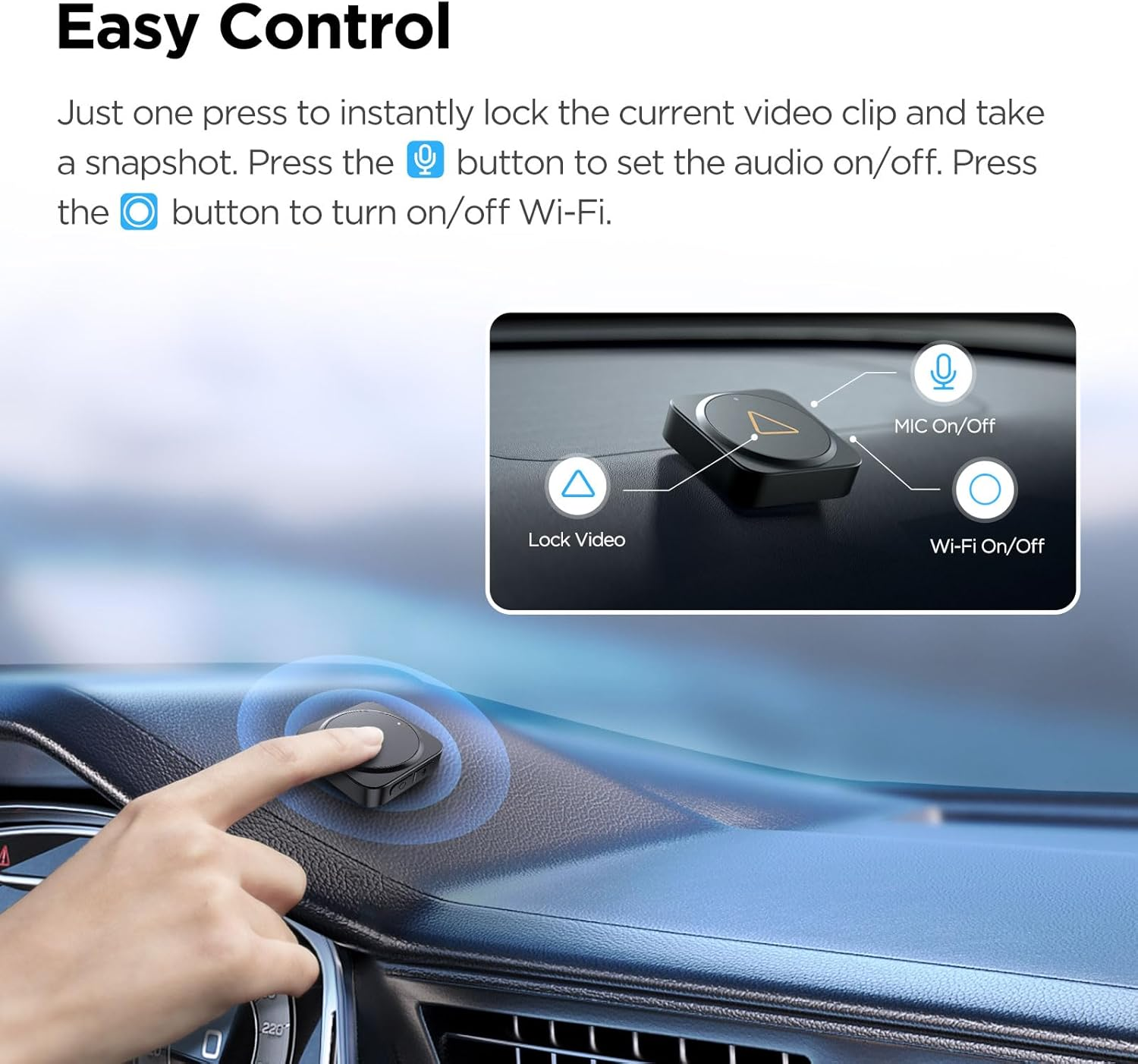VIOFO Wireless Bluetooth Remote Control for A139 /T130/ A129 Duo / A129 plus / A129 IR / A129 Pro Dash Cam image number 3