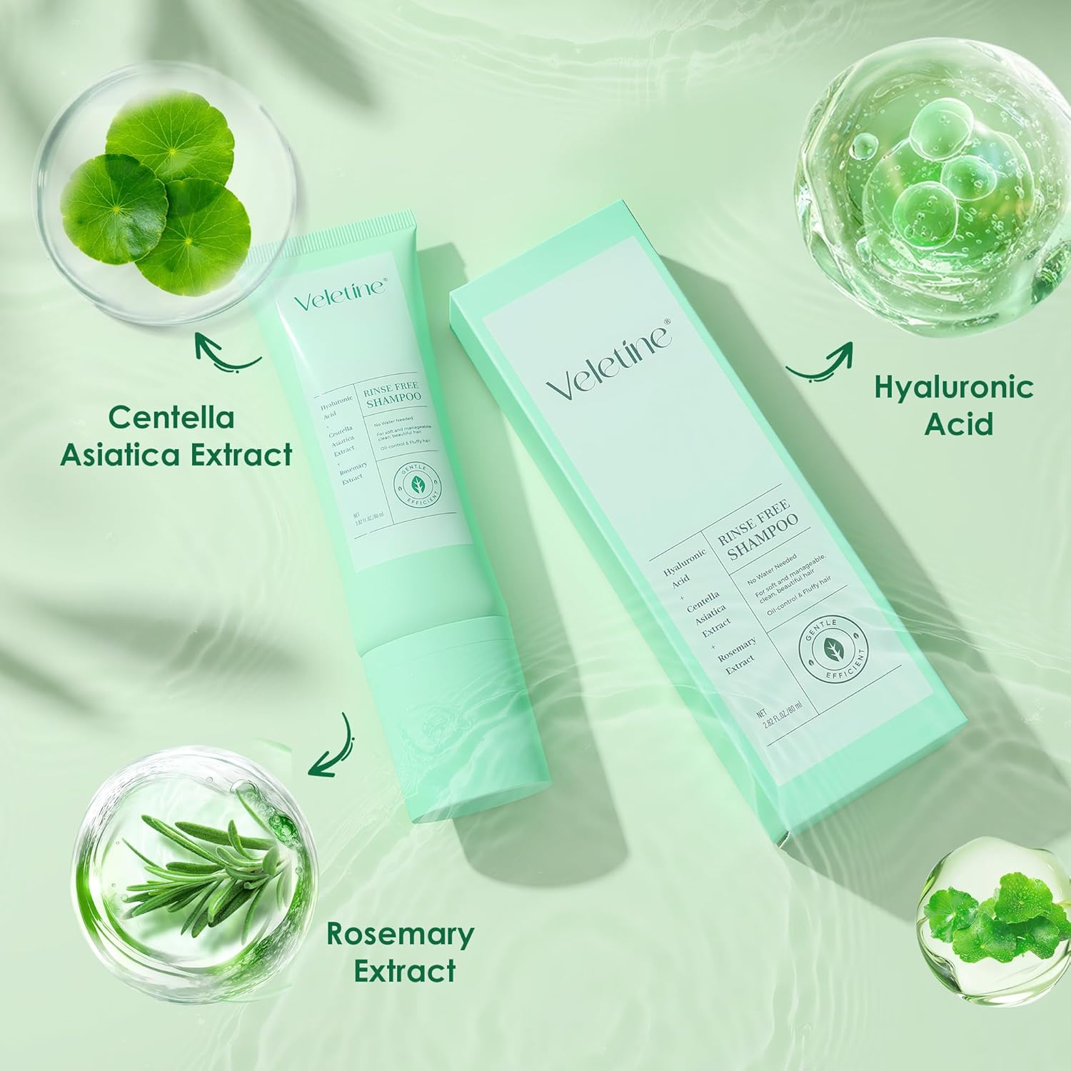 Rinse Free Shampoo,Portable No-Rinse Shampoo,Oil-Control & Fluffy Hair,No Water Needed,For Soft and Manageable,Clean,Beautiful Hair,Suitable for All Hair Types.2.82 FL.OZ./80 Ml image number 1