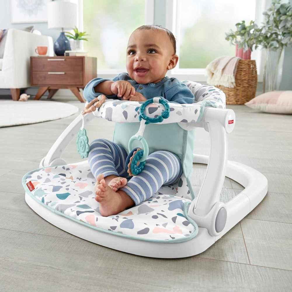 Fisher-Price Portable Baby Chair Sit-Me-Up Floor Seat with Removable Newborn Activity Toys & Pacific Pebble Machine Washable Pad image number 1