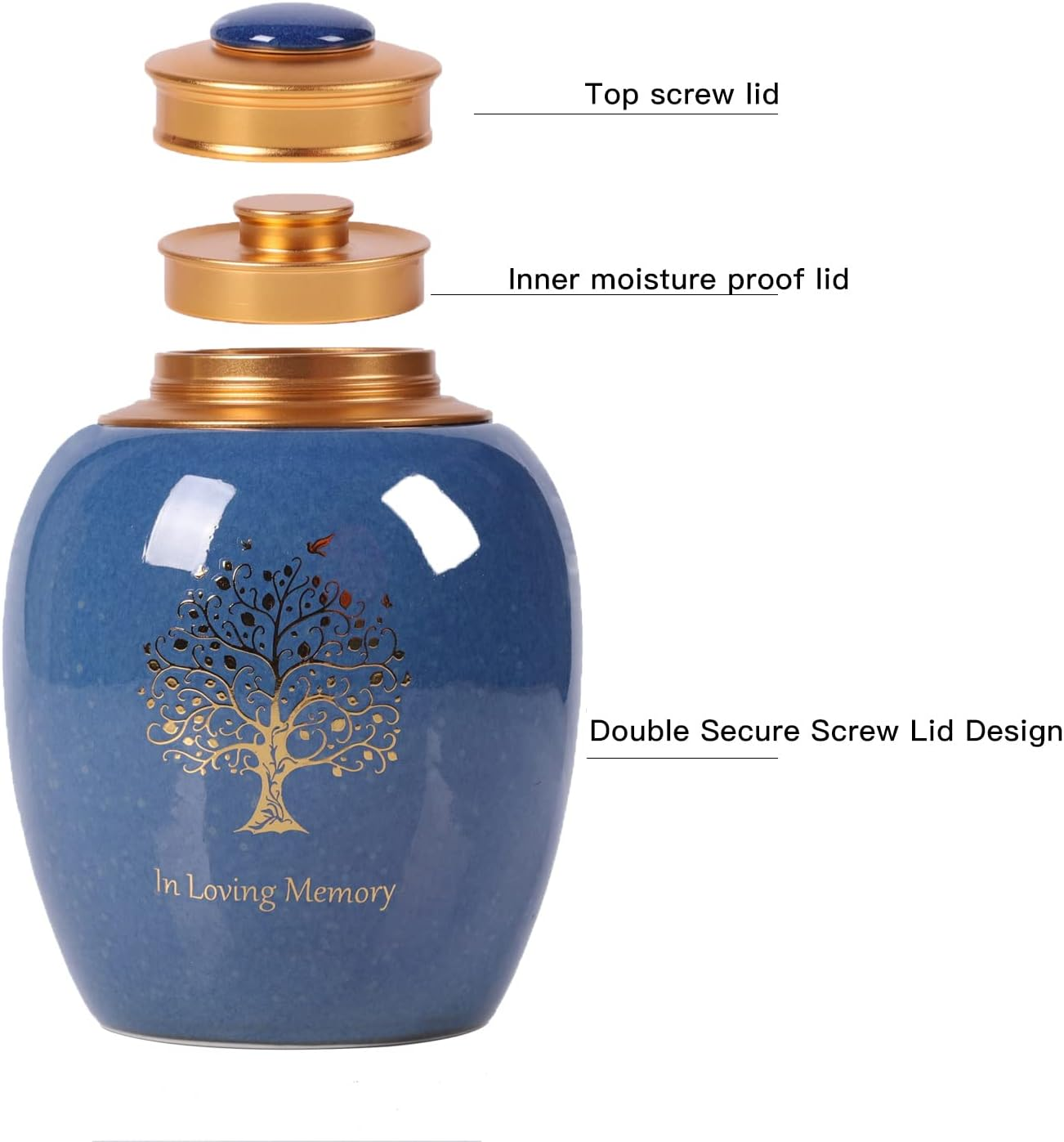Medium Tree of Life Cremation Urn for Human Ashes - Beautiful Ceramic Keepsake - Holds 65 Cubic Inches of Human or Pet Remains