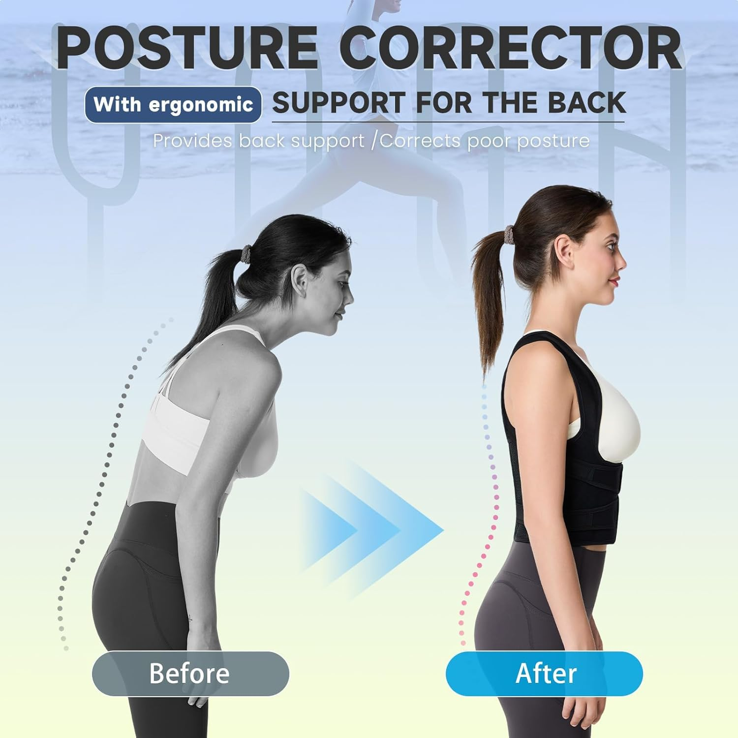 Posture Corrector for Men and Women, Back Brace, Scoliosis and Hump Correction, Breathable, Adjustable, Improves Posture for Men and Women, Can Be Used during Sports, Office, and Bedroom L image number 3