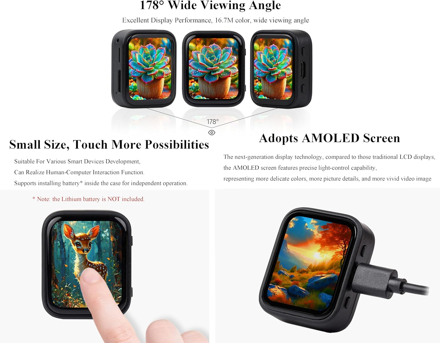 Ueekkoo ESP32-S3 1.8Inch AMOLED Touch Display Development Board, 32-Bit LX7 Dual-Core Processor, 368&times;448 Pixels, Onboard Audio Codec, Support Offline Speech Recognition and AI Speech Interaction image number 2