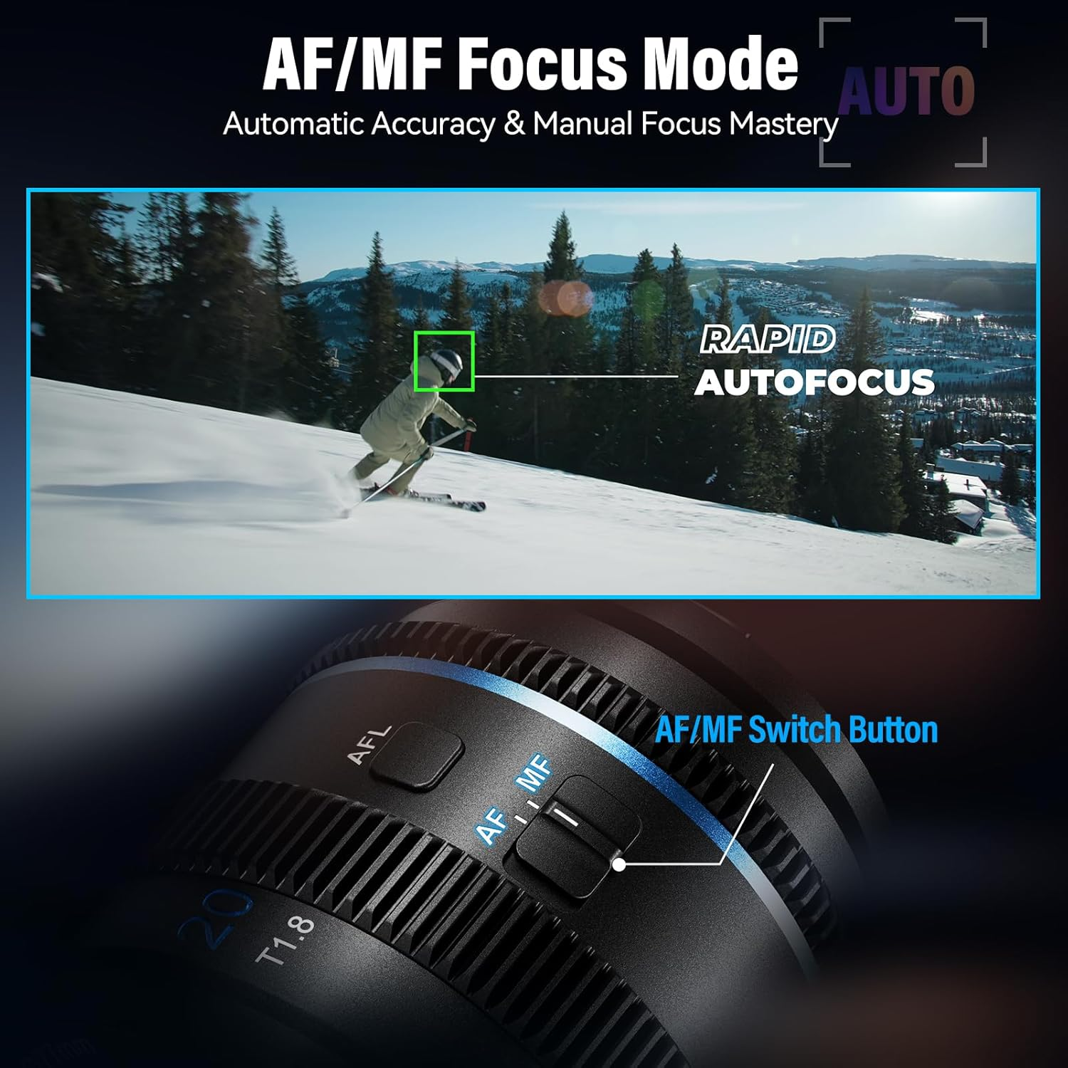 SIRUI 20Mm T1.8 1.33X Anamorphic Lens S35 Autofocus Lens (Compatible with E-Mount) A6500/A6700/FX3/30/ZV-E Series/A7 Series/A9/9Ii-Neutral Flare image number 1