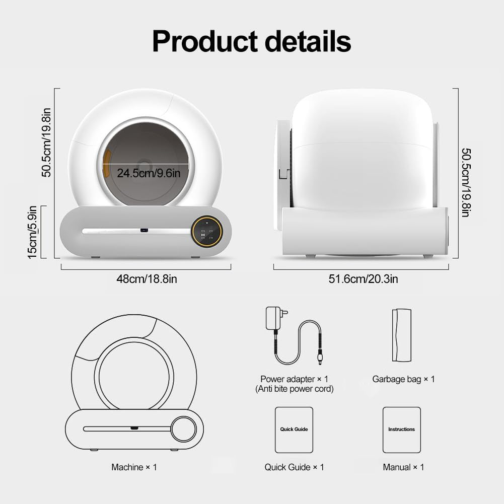 CHAOFLIGHT Self Cleaning Cat Litter Box,Automatic Cat Litter Boxes Extra Large Cat Litter Tray with 65L+9L Capacity App Control/Ionic Deodorizer Cat Litter Furniture for Multiple Cats image number 4